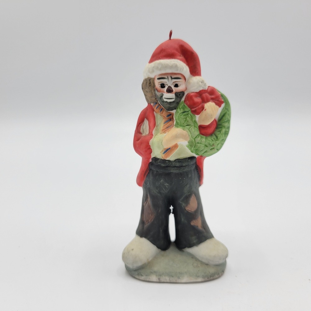 Vtg Flambro Clown Christmas Ornament Holiday Emmett Kelly Jr. Signed Taiwan